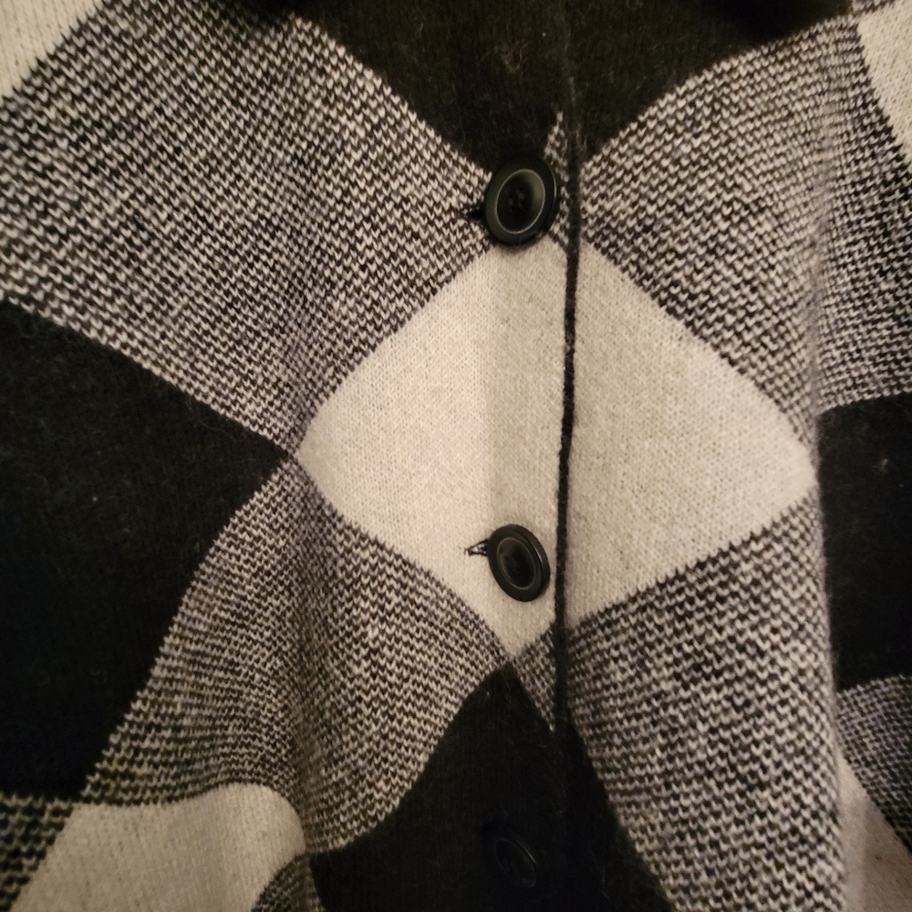 Cynthia Rowley Elegant Black and White Checkered Women's Coat Size 2X - Picture 2 of 9